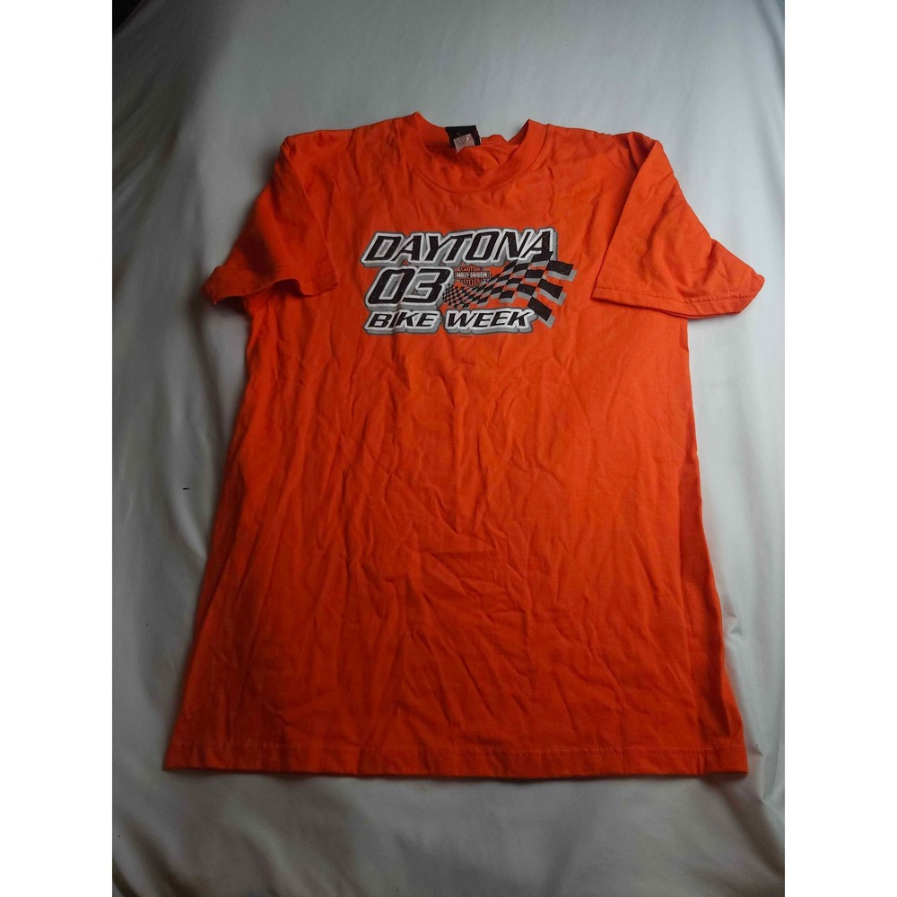 Vtg Harley-Davidson Daytona Bike Week 2003 T-Shirt Mens Orange Eagle Graphic - L